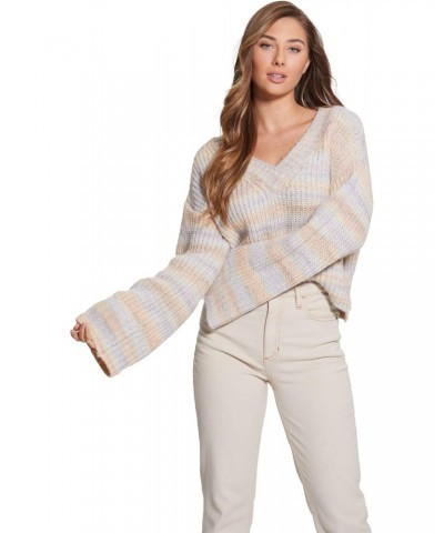 Women's Long Sleeve Neena V-Neck Sweater, Powder Rose Space Dye, Small $18.88 Sweaters