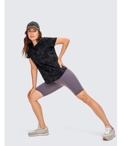 Women's Pima Cotton Short Sleeve Workout Shirt Yoga T-Shirt Athletic Tee Top Tie Dye Smoke Ink $15.66 Activewear