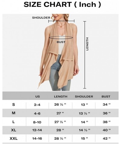 Women's Sleeveless Cardigans Vest Solid Draped Open Front Cardigan Vest with Asymmetric Hem Khaki(brown) $14.74 Sweaters