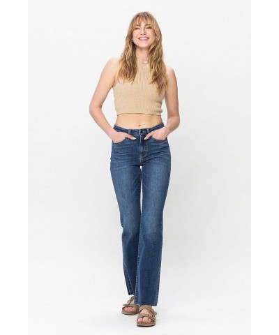 'Fiercely Bella Boutique' Mid-Rise Harsh Contrast Wash & Cut Hem Bootcut Jeans (Style 82550) Blue $33.88 Jeans