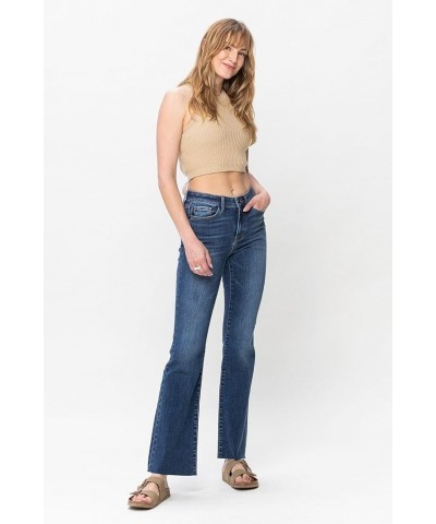 'Fiercely Bella Boutique' Mid-Rise Harsh Contrast Wash & Cut Hem Bootcut Jeans (Style 82550) Blue $33.88 Jeans