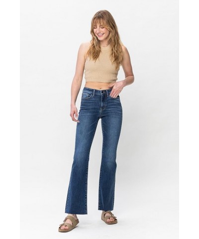 'Fiercely Bella Boutique' Mid-Rise Harsh Contrast Wash & Cut Hem Bootcut Jeans (Style 82550) Blue $33.88 Jeans