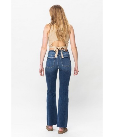 'Fiercely Bella Boutique' Mid-Rise Harsh Contrast Wash & Cut Hem Bootcut Jeans (Style 82550) Blue $33.88 Jeans