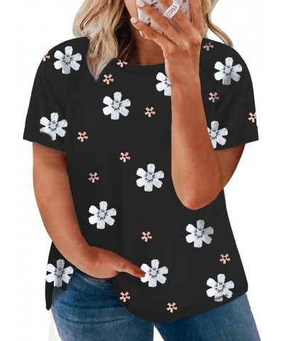 Womens-Plus-Size-Tops 1X-4X Casual Summer T Shirts Short Sleeve Side Slit Tee 61_wf_bl $14.26 T-Shirts