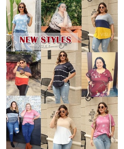 Womens-Plus-Size-Tops 1X-4X Casual Summer T Shirts Short Sleeve Side Slit Tee 61_wf_bl $14.26 T-Shirts