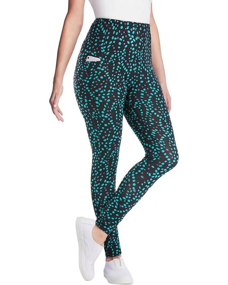 Women's Plus Size Petite Pocket Legging Waterfall Dots $20.27 Leggings