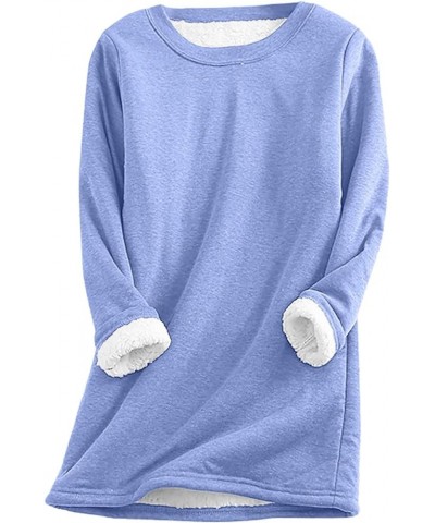 Fleece Sweatshirts For Women 2023 Sherpa lined Loungewear Tunic Tops crew neck Fuzzy Pullover Sweater Soft warm tops 06-purpl...