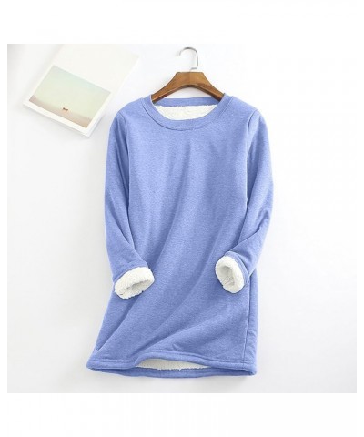 Fleece Sweatshirts For Women 2023 Sherpa lined Loungewear Tunic Tops crew neck Fuzzy Pullover Sweater Soft warm tops 06-purpl...