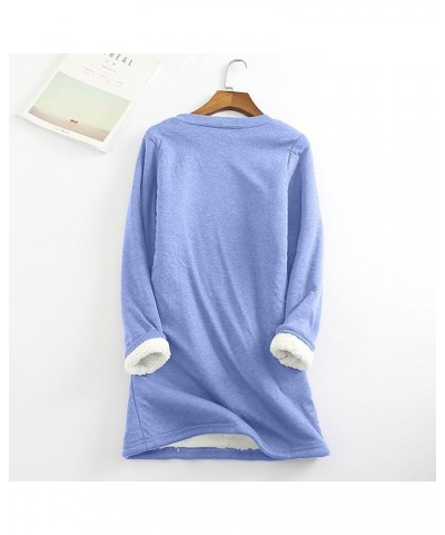 Fleece Sweatshirts For Women 2023 Sherpa lined Loungewear Tunic Tops crew neck Fuzzy Pullover Sweater Soft warm tops 06-purpl...