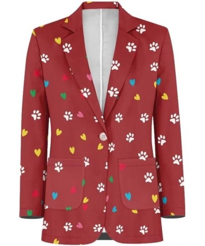 Dog Paw Women's Graphic Print Blazer Button Open Front Long Sleeve Jacket Dog Paw,red $20.39 Blazers