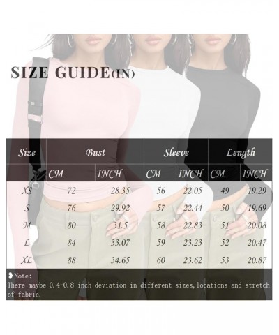 Womens Short/Long Sleeve Ribbed Crop Tops Basic Slim Fitted Shirts Casual Spring Fashion Y2k Tight Tops 04-brown/White/Black ...