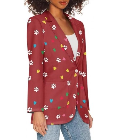 Dog Paw Women's Graphic Print Blazer Button Open Front Long Sleeve Jacket Dog Paw,red $20.39 Blazers