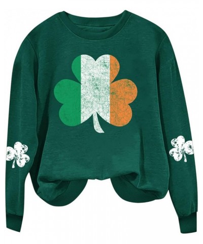 St Patricks Day Shirts for Women 2024 Long Sleeve Crewneck Sweatshirts Lucky Irish Shamrock Cute Holiday Tops Pullover A13gre...