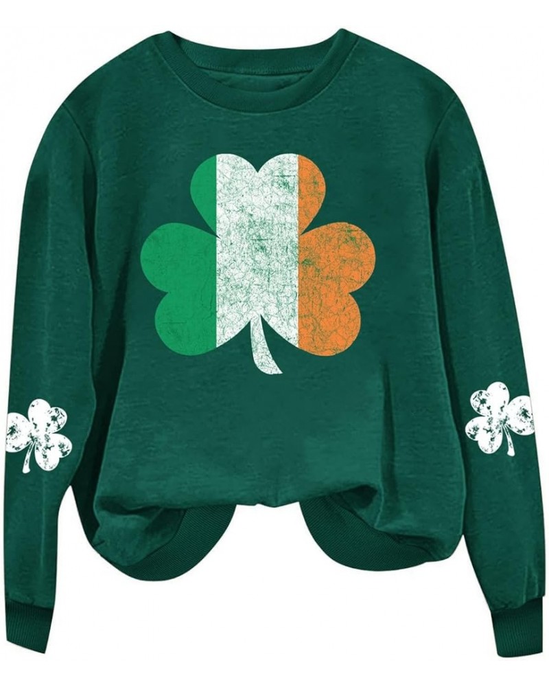 St Patricks Day Shirts for Women 2024 Long Sleeve Crewneck Sweatshirts Lucky Irish Shamrock Cute Holiday Tops Pullover A13gre...