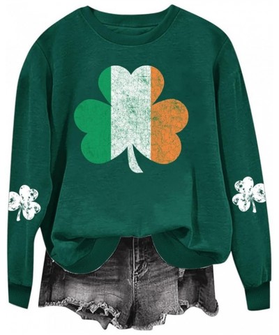 St Patricks Day Shirts for Women 2024 Long Sleeve Crewneck Sweatshirts Lucky Irish Shamrock Cute Holiday Tops Pullover A13gre...