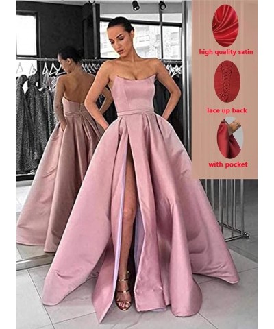 Women's One Shoulder Prom Dresses Satin High Slit A-Line Long Formal Party Gowns YXXY599 2style-fuchsia $39.71 Dresses