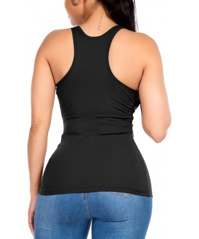 Cotton Ribbed Racerback Tank Tops for Women Basic Workout Athletic Tanks Gym Tank Top Yoga Shirts Pack 1-4 Black $8.84 Active...