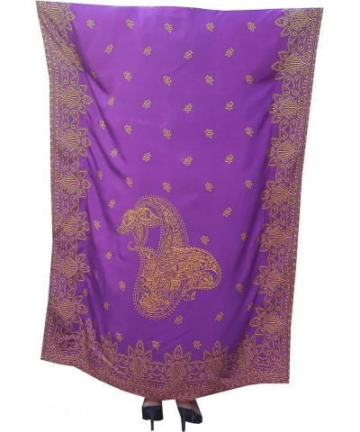 Kaftan Dresses for Women, Long Cotton Caftans for Women Ideal for Beach Coverups Loungewear Purple Gold Rayon $23.39 Swimsuits