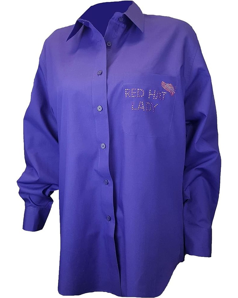 Red Hat Society Purple Bling Shirt with Buttons and Pocket Logo - Purple $26.04 Shirts