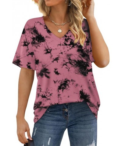 Resort Wear for Women 2024 Womens Summer Short Sleeve Tops Trendy Ladies Blouses Going Out Shirts Vacation Outfits D-hot Pink...