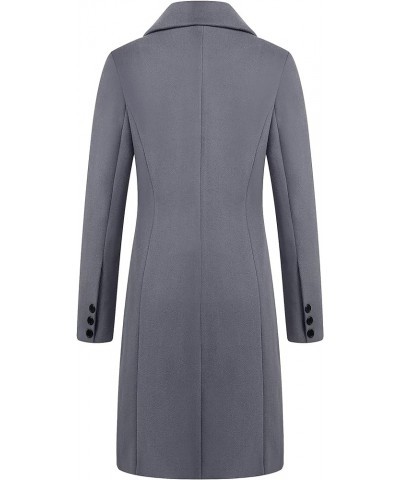 ebossy Women's Elegant Notched Lapel Double Breasted Knee Length Woolen Coat Jacket Z-dark Grey $24.69 Coats