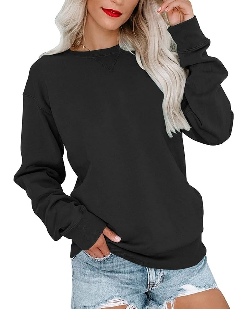Womens Casual Long Sleeve Sweatshirt Crew Neck Cute Pullover Relaxed Fit Tops Black $14.69 Hoodies & Sweatshirts