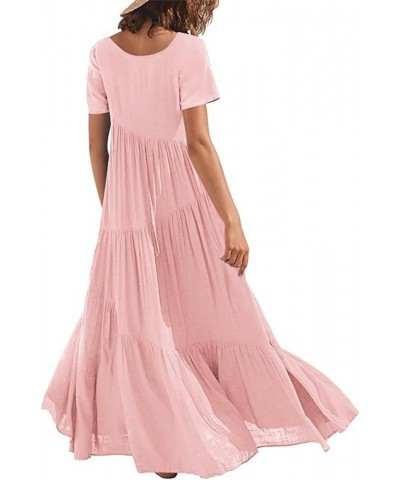 Women's Plus Size Sun Dresses Loose Casual Solid Color Asymmetric Layered Beach Maxi Dress Faith Dresses Pink $9.96 Dresses