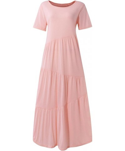 Women's Plus Size Sun Dresses Loose Casual Solid Color Asymmetric Layered Beach Maxi Dress Faith Dresses Pink $9.96 Dresses