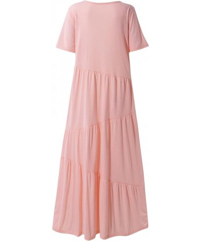 Women's Plus Size Sun Dresses Loose Casual Solid Color Asymmetric Layered Beach Maxi Dress Faith Dresses Pink $9.96 Dresses