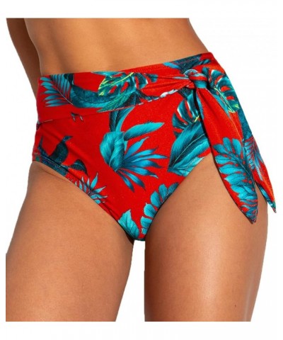 Paradiso Belted High Waist Control Swim Brief (17505) Red $17.85 Swimsuits