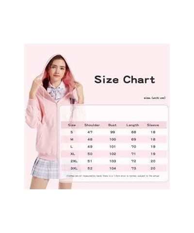 Harajuku Sweet Kawaii Hoodie Fruit Print Women's Loose Thin Zipper Sweater Girl Cute Pink Plus Size Clothes Burgundy $12.09 H...