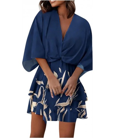 Beach Dresses for Women,2023 Summer Casual Trendy Loose Batwing Sleeve Mini Dress,Floral Flowy Hem Boho Dress A-navy $18.03 D...