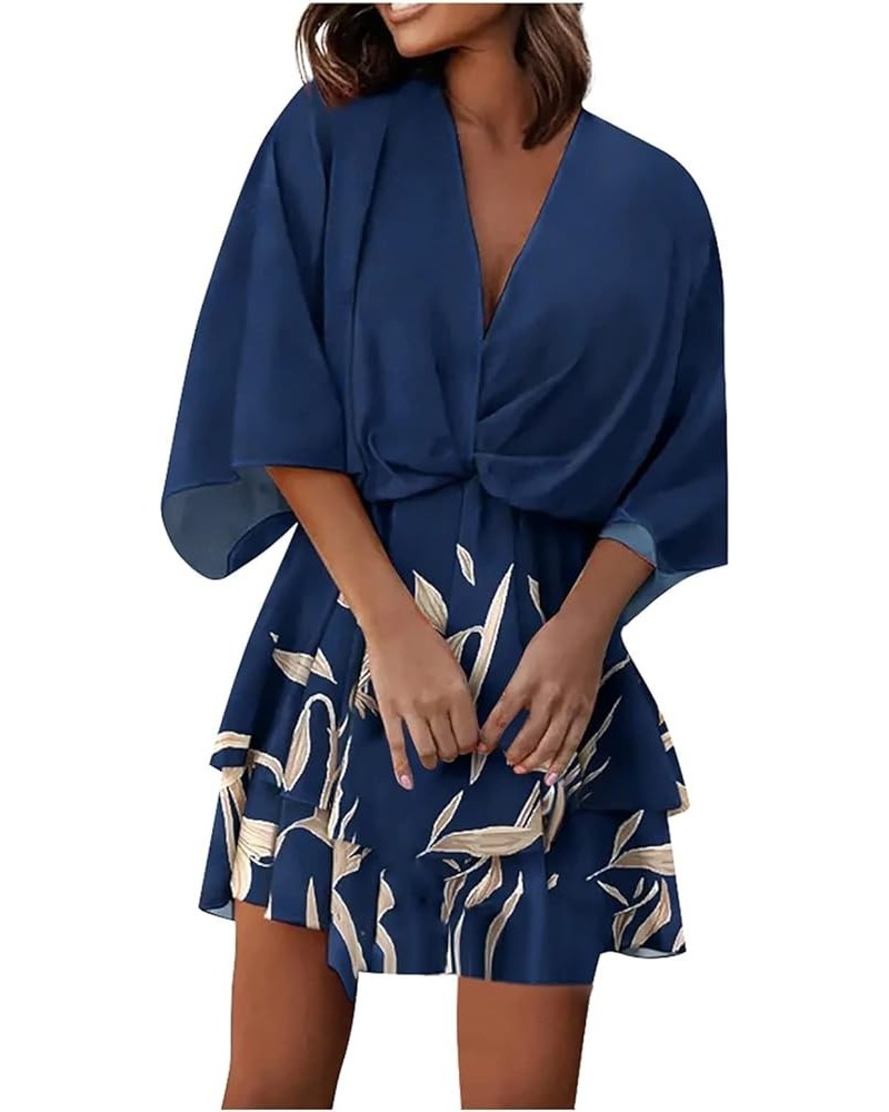 Beach Dresses for Women,2023 Summer Casual Trendy Loose Batwing Sleeve Mini Dress,Floral Flowy Hem Boho Dress A-navy $18.03 D...