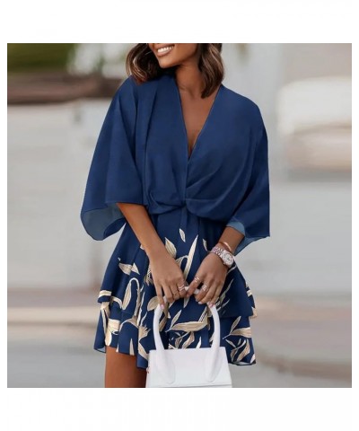 Beach Dresses for Women,2023 Summer Casual Trendy Loose Batwing Sleeve Mini Dress,Floral Flowy Hem Boho Dress A-navy $18.03 D...