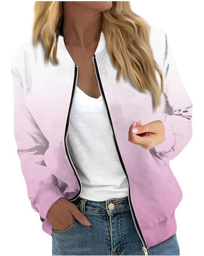 Women Clothing,2023 Trendy Women Casual Jacket Jackets For Women Long Sleeve Lightweight Zip Up Cropped Fashion Print 4-pink ...