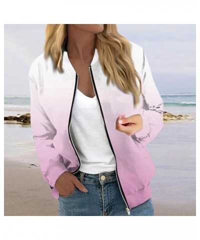 Women Clothing,2023 Trendy Women Casual Jacket Jackets For Women Long Sleeve Lightweight Zip Up Cropped Fashion Print 4-pink ...