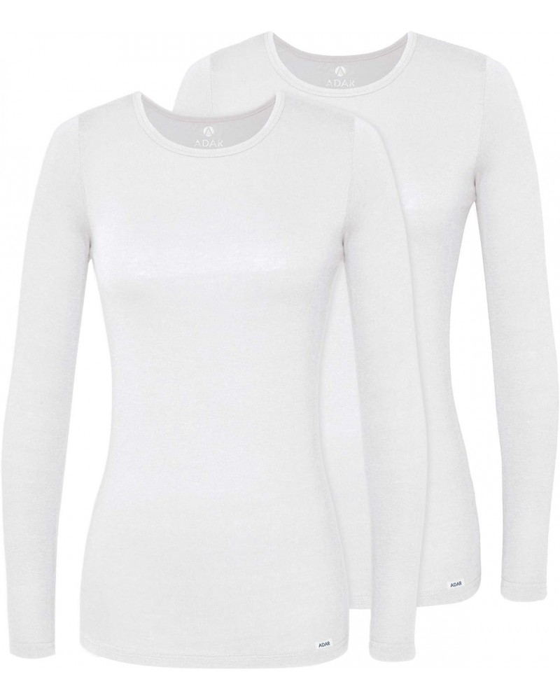 Adar Underscrubs for Women Multi Color 2 Pack - Long Sleeve Underscrub Comfort Tee - 2902M - White - L $13.81 T-Shirts