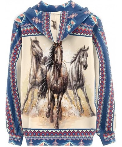 Cute Zip Up Hoodies & Sweatshirts for Women XS-5XL Fall Pullover Tops Boho Horse Design $19.88 Hoodies & Sweatshirts