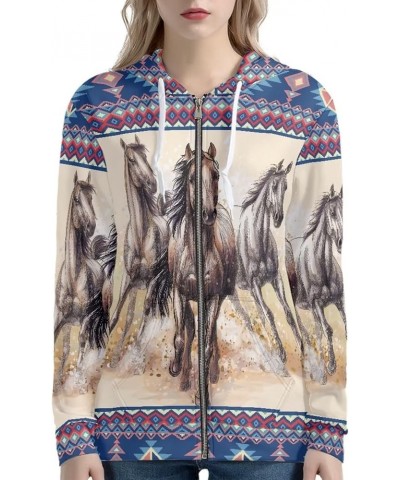 Cute Zip Up Hoodies & Sweatshirts for Women XS-5XL Fall Pullover Tops Boho Horse Design $19.88 Hoodies & Sweatshirts