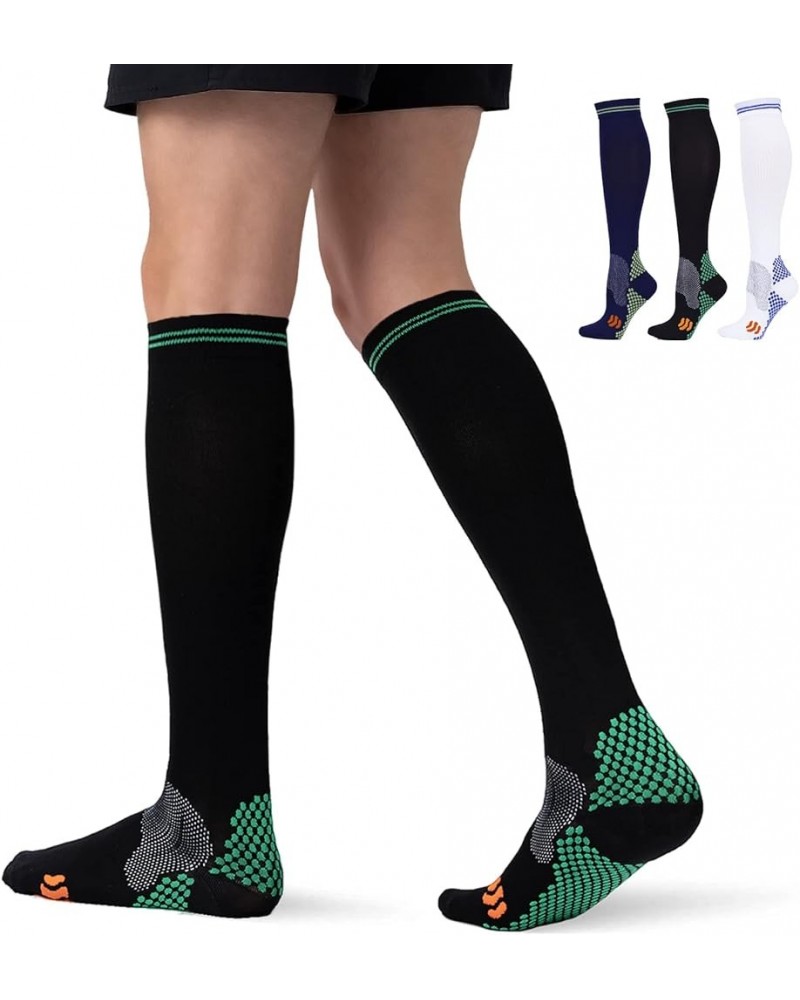 (3 pairs) Compression Socks for Women and Men 20-30mmHg Knee High Socks - Best Support for Circulation, Runner, Nurses 3p3 Bl...
