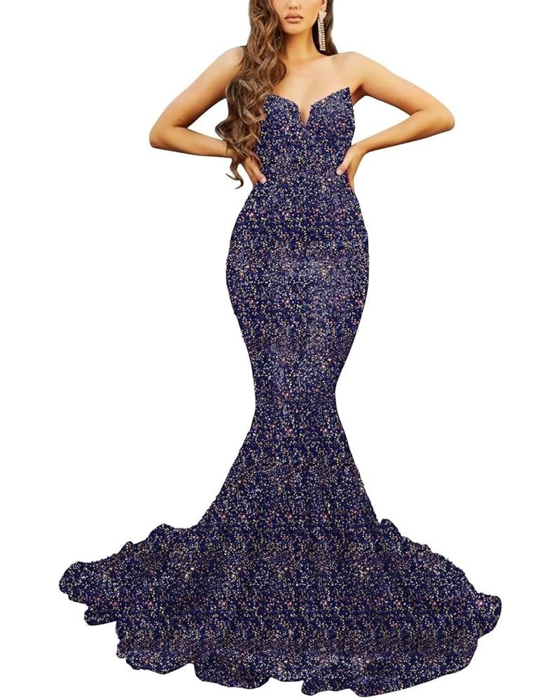 Sequin Prom Dresses for Women V-Neck Formal Evening Party Gowns Mermaid Sparkly Homecoming Dress Ab Blue $41.85 Dresses