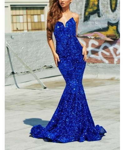 Sequin Prom Dresses for Women V-Neck Formal Evening Party Gowns Mermaid Sparkly Homecoming Dress Ab Blue $41.85 Dresses