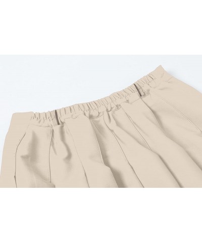 Women's Girls A-Line Long Pleated High Waist Fashion Skirt, School Uniform Cosplay Long Beige Pocket $10.50 Skirts