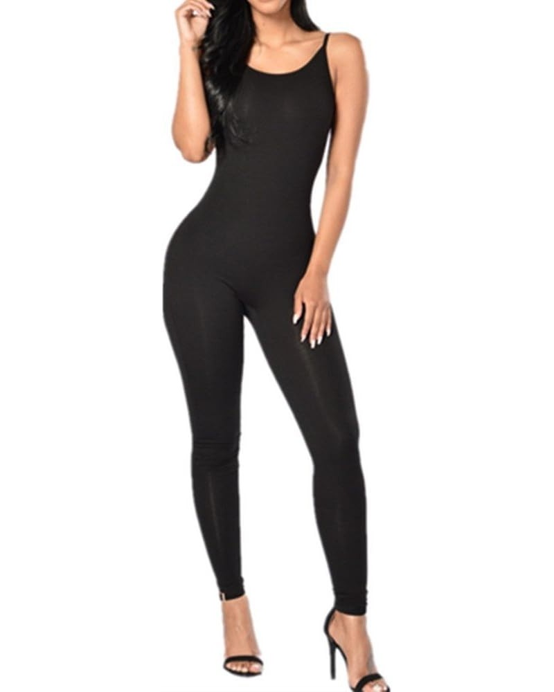 Women Spaghetti Strap Bodycon Tank One Piece Jumpsuits Rompers Playsuit Black $10.00 Jumpsuits