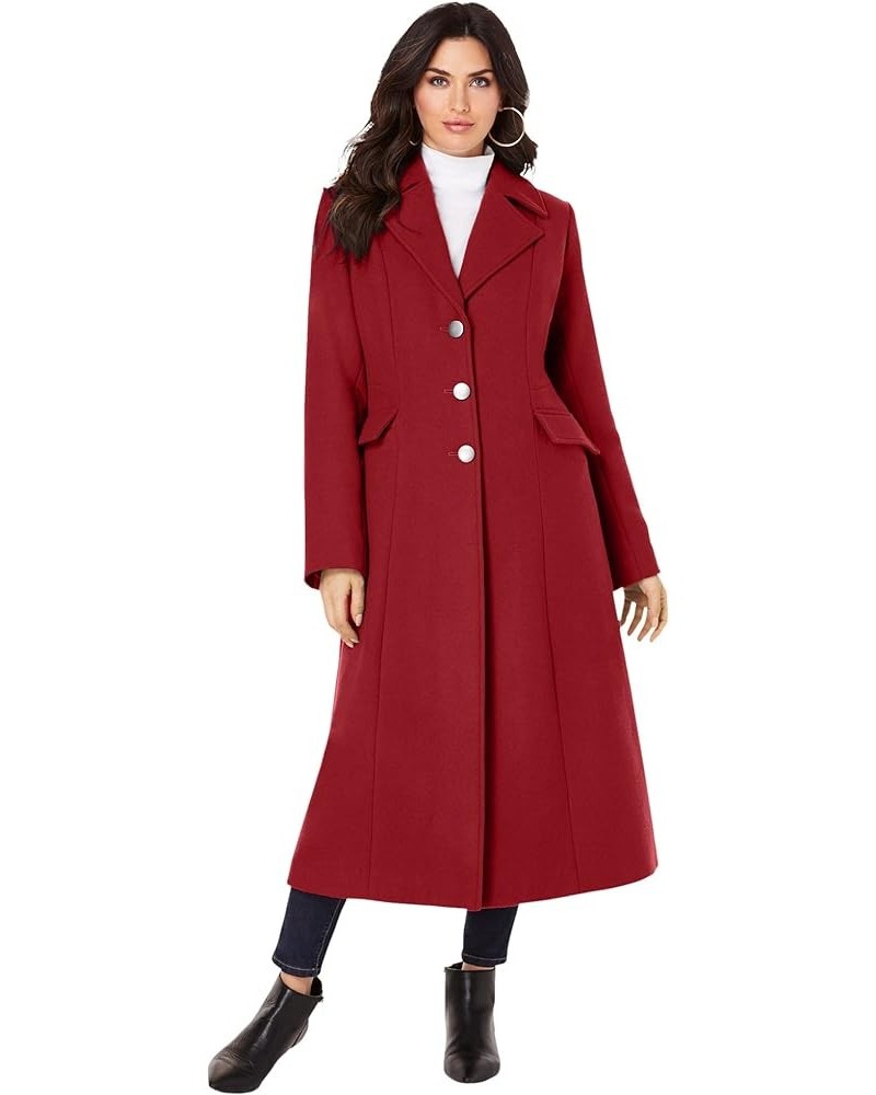 Women's Plus Size Long Wool-Blend Coat Deep Crimson $75.25 Coats