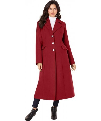 Women's Plus Size Long Wool-Blend Coat Deep Crimson $75.25 Coats