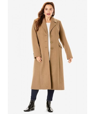 Women's Plus Size Long Wool-Blend Coat Deep Crimson $75.25 Coats