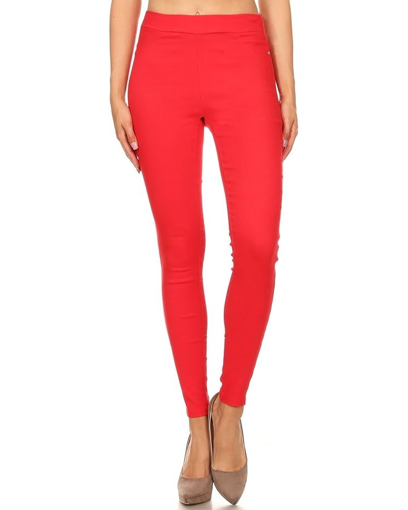 Women's Jeggings & Capri High Waist Pull-On Jean Style Stretchy Skinny Pants Red $9.99 Leggings