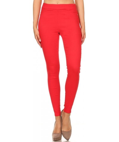 Women's Jeggings & Capri High Waist Pull-On Jean Style Stretchy Skinny Pants Red $9.99 Leggings