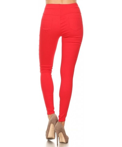 Women's Jeggings & Capri High Waist Pull-On Jean Style Stretchy Skinny Pants Red $9.99 Leggings